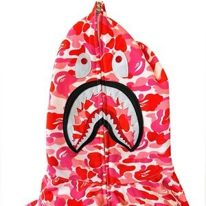 NEW A Bathing Ape BAPE Pink Color Camo Shark Full Zip Hoodie Sz M NWT FLAW
